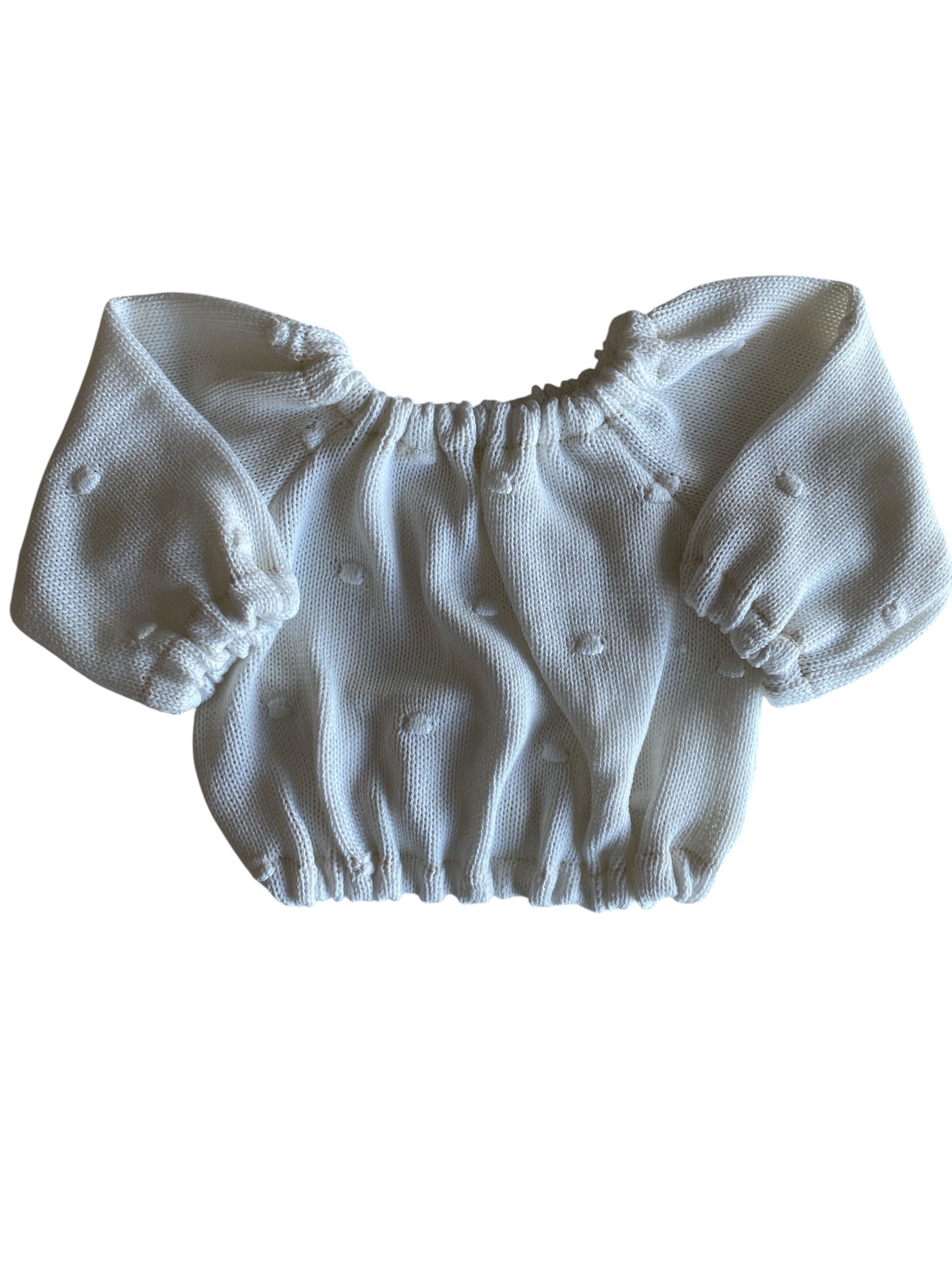 Gebreide meisjes trui met stippen offwhite