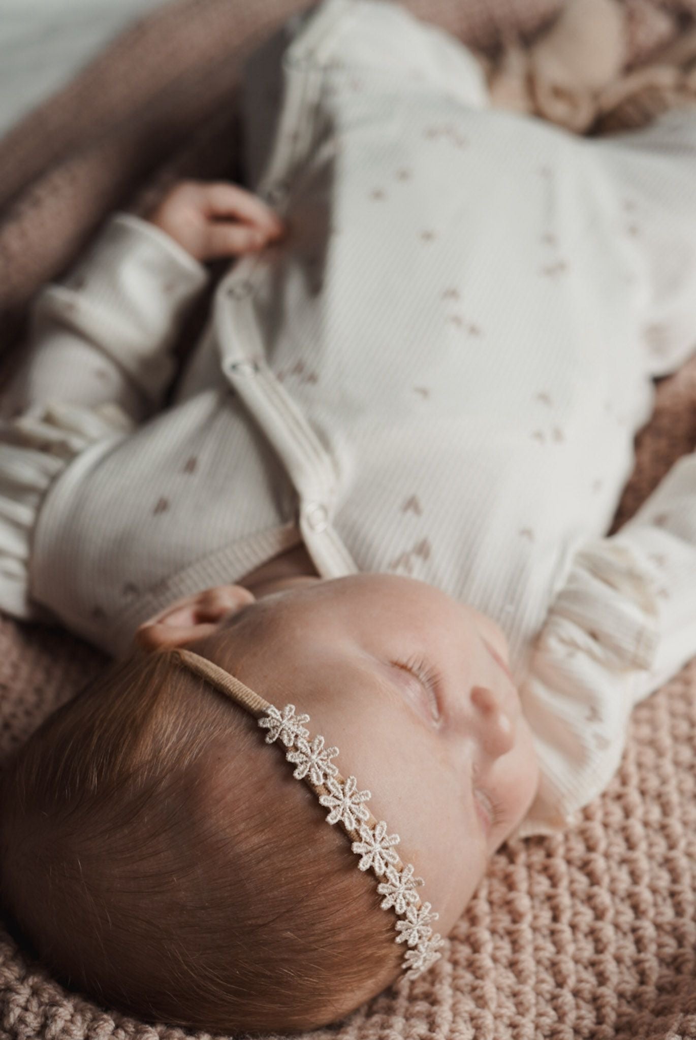 Baby haarbandje - Flower poeder roze