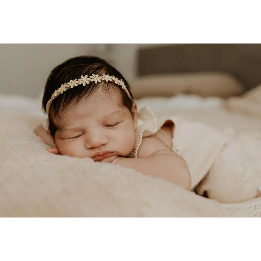Baby haarbandje - Flower poeder roze