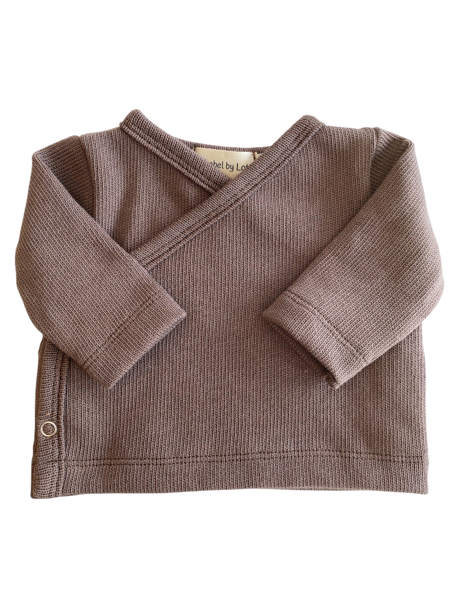 Jongens overslagshirtje taupe baby knit
