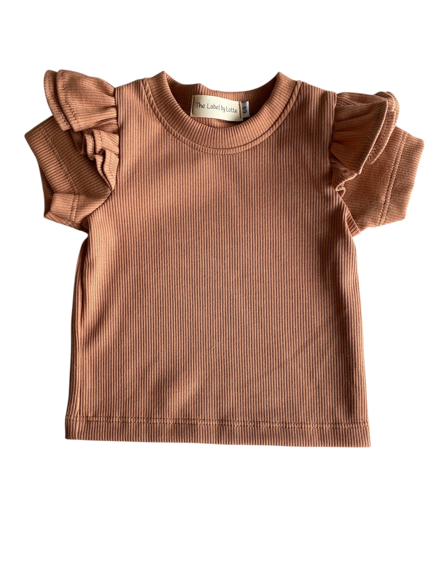Meisjes T-shirt dubbel ruffletje peach – The Label by Lotte