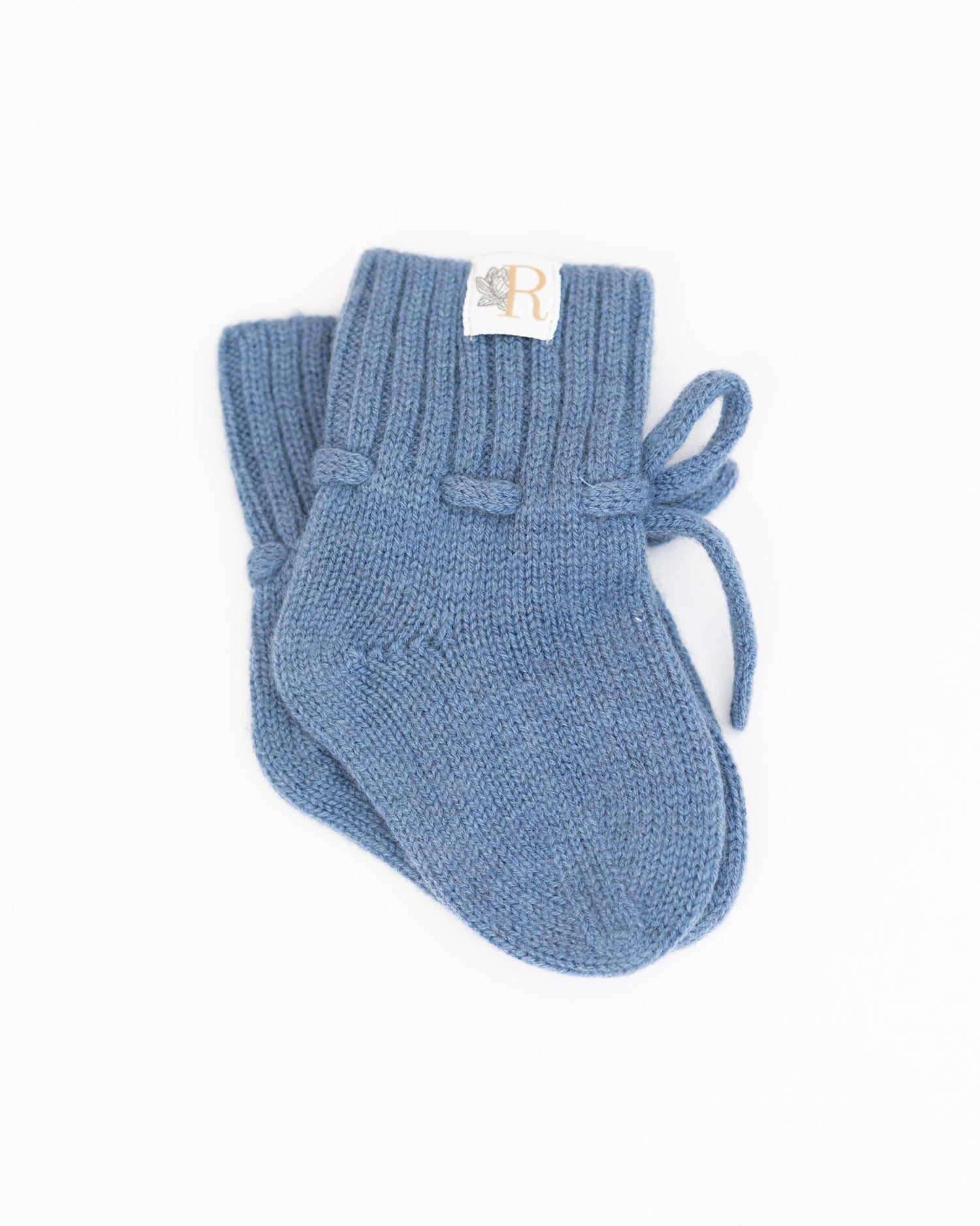 Merinowollen blauw slofjes baby