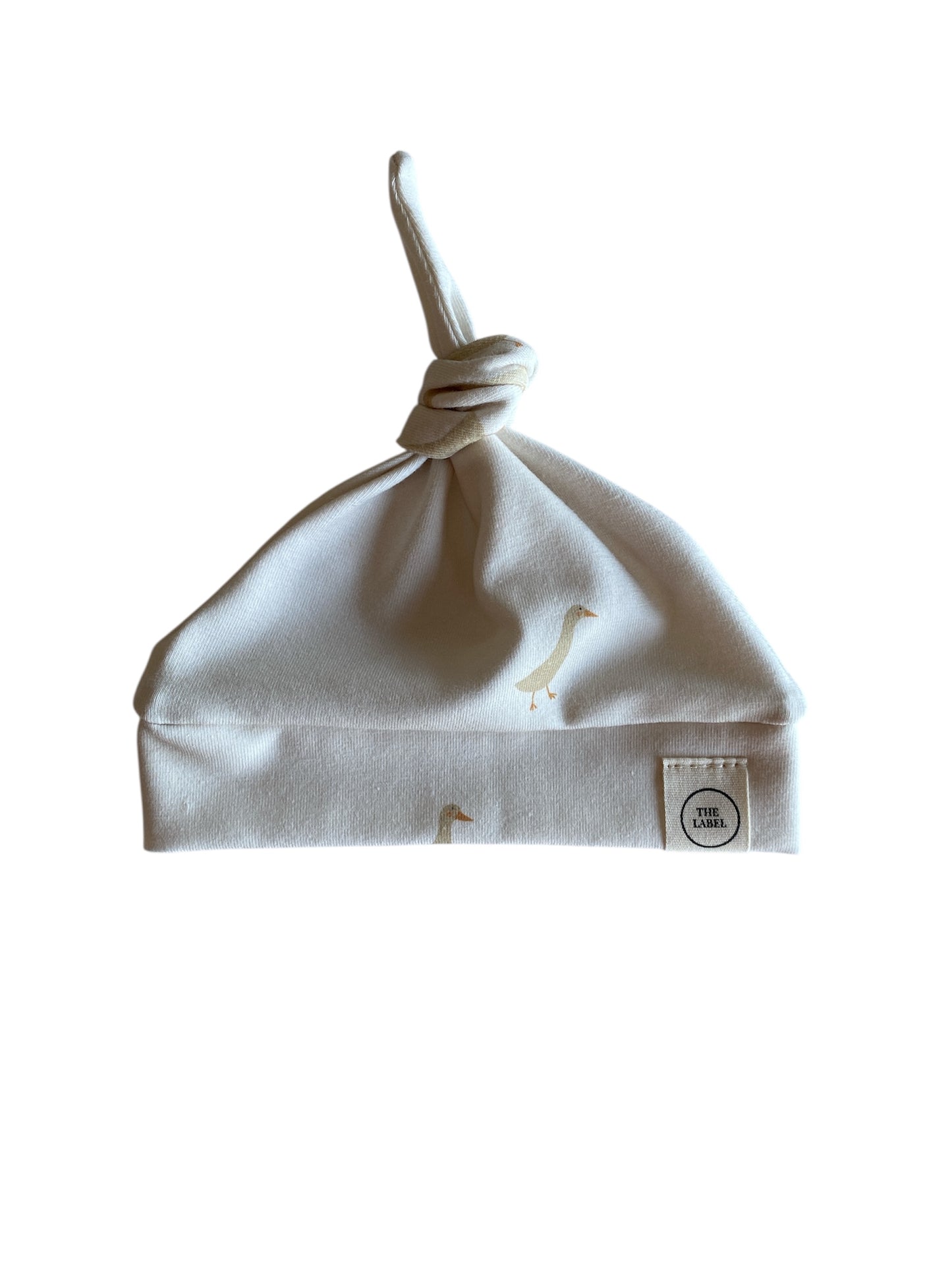 Uniseks knoopmutsje gansjesprint beige