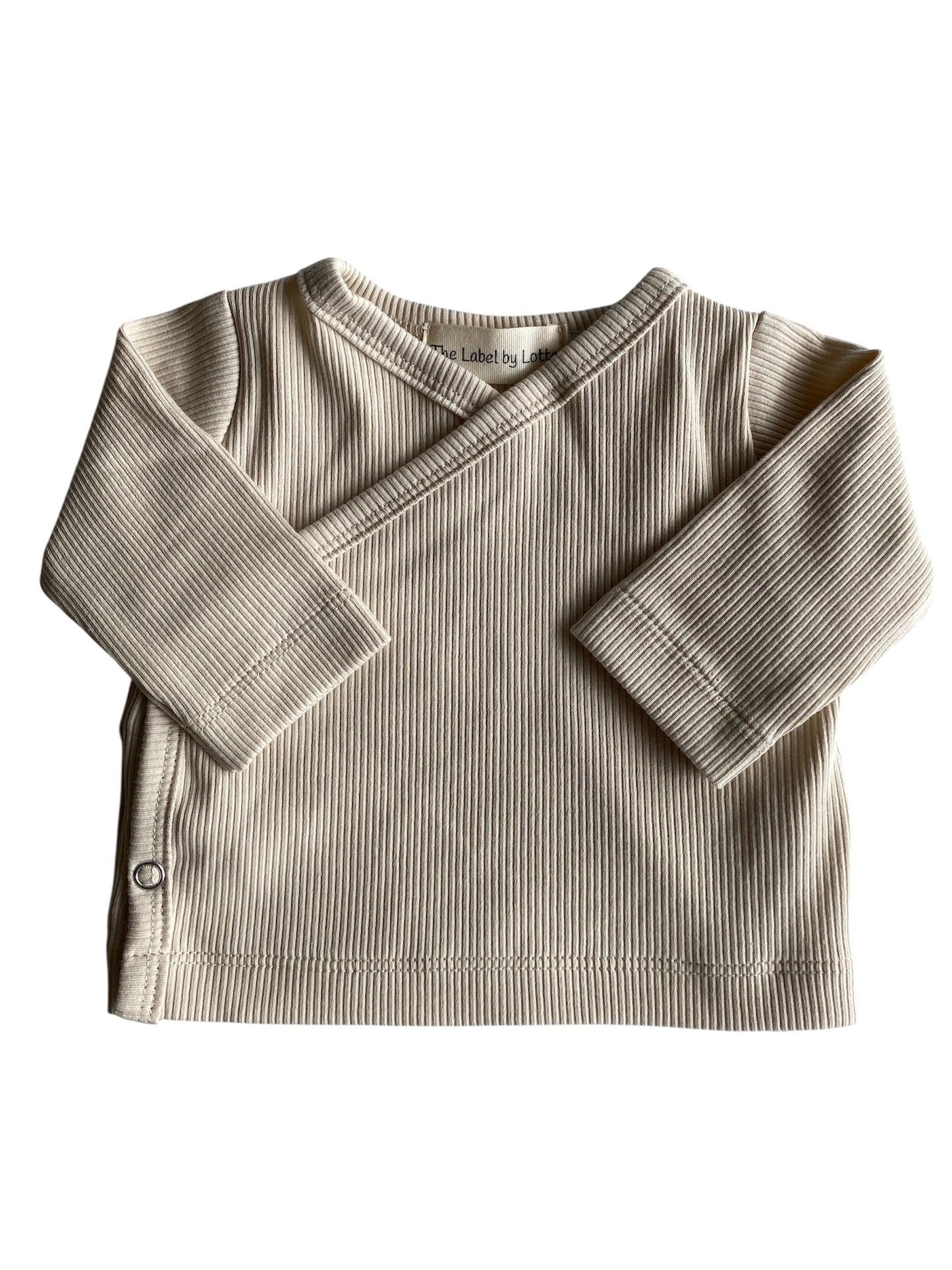 Uniseks overslagshirtje ribstof beige