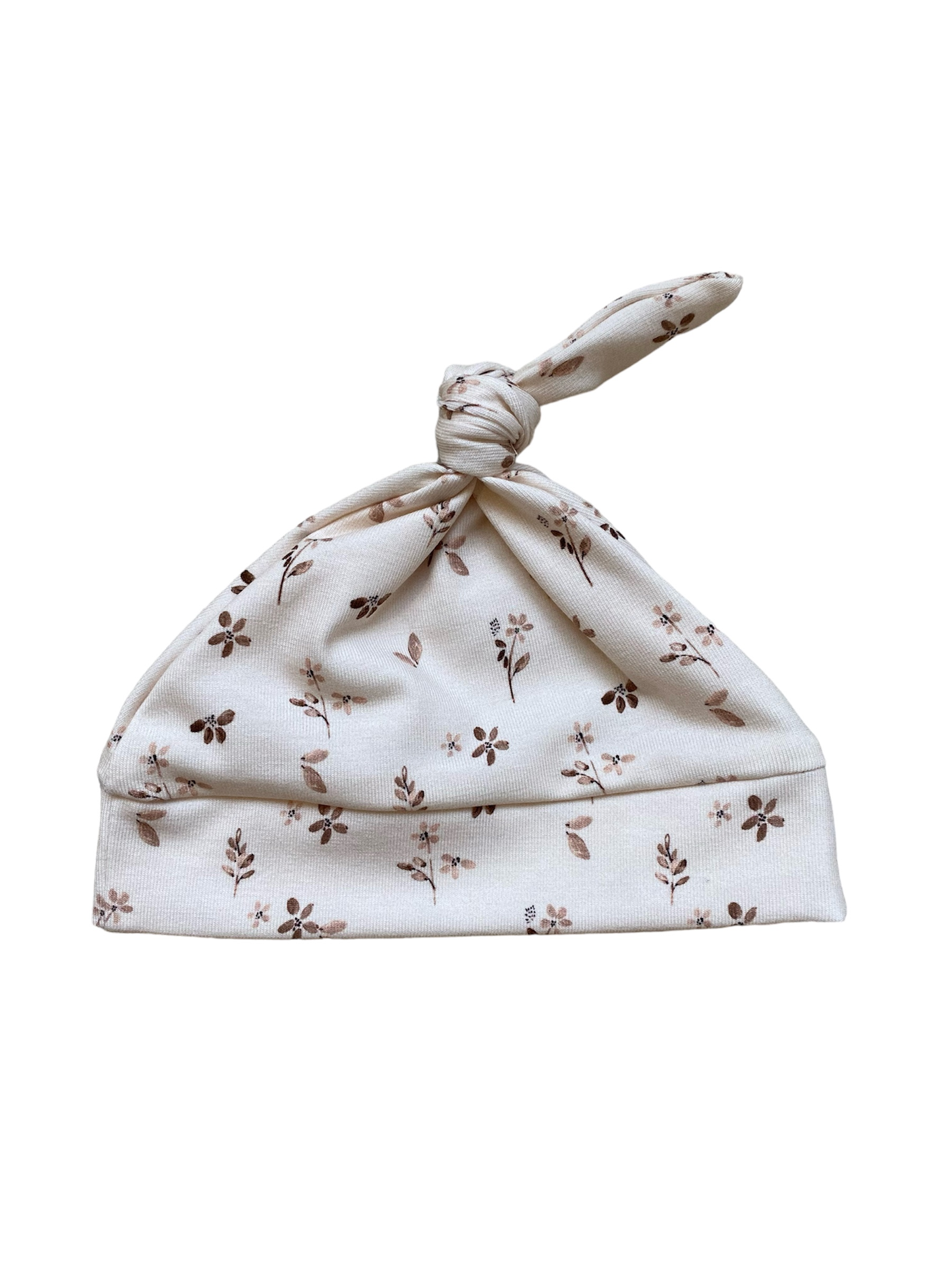 Knoopmutsje | Mae bloemenprint zachtroze
