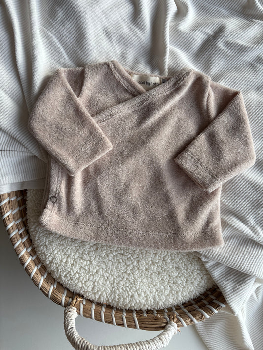 Uniseks overslagshirtje badstof beige