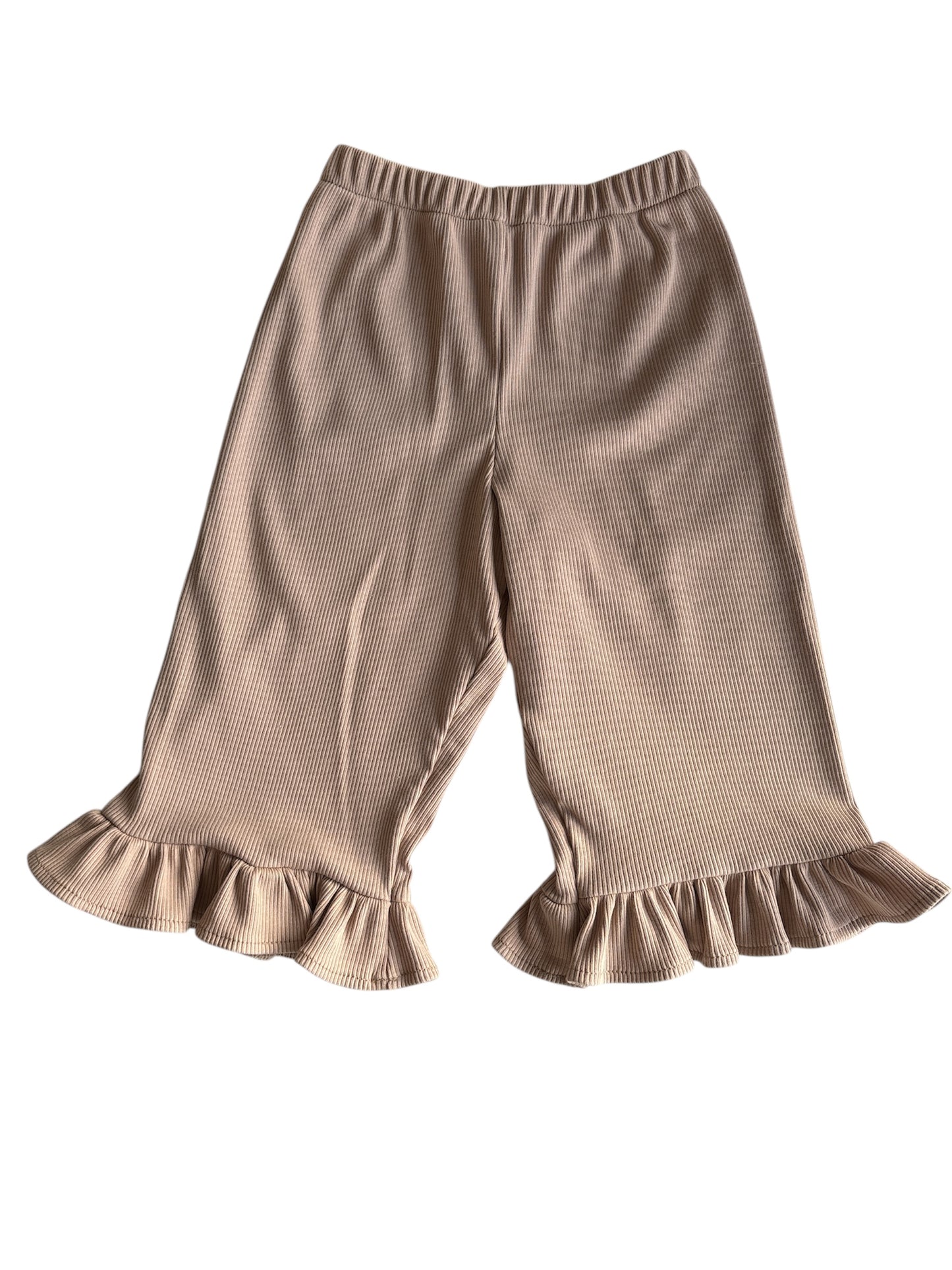 Meisjes broek met wijde pijpen en ruffle zand