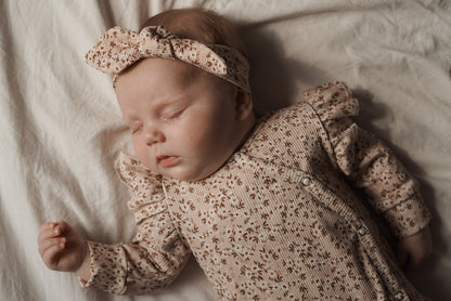 Meisjes boxpakje Lou bloemenprint zachtroze ribstof