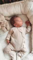 Uniseks boxpakje brede ribstof beige