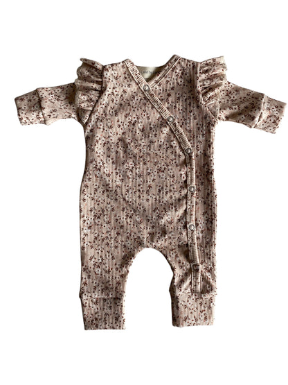 Meisjes boxpakje Lou bloemenprint zachtroze ribstof