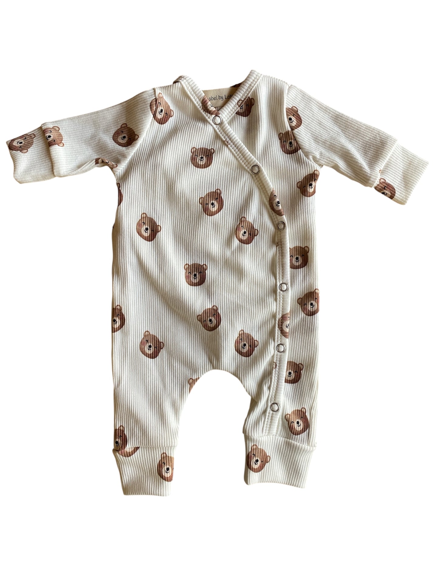 Uniseks boxpakje beertjes offwhite ribstof