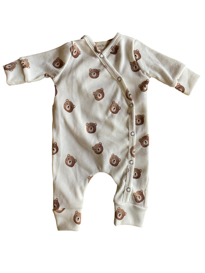 Uniseks boxpakje beertjes offwhite ribstof