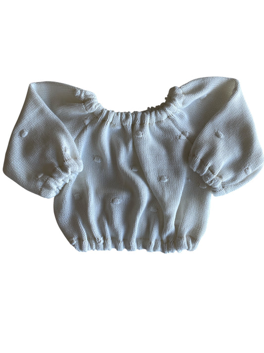 Gebreide meisjes trui met stippen offwhite