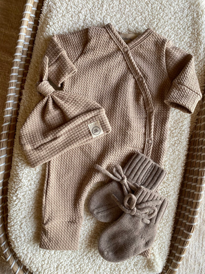 Jongens boxpakje kabel donker beige