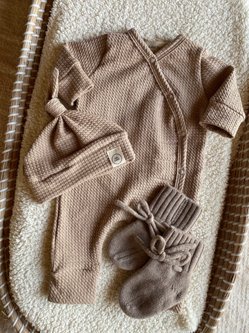 Jongens boxpakje kabel donker beige