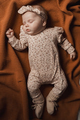 Meisjes boxpakje Lou bloemenprint zachtroze ribstof