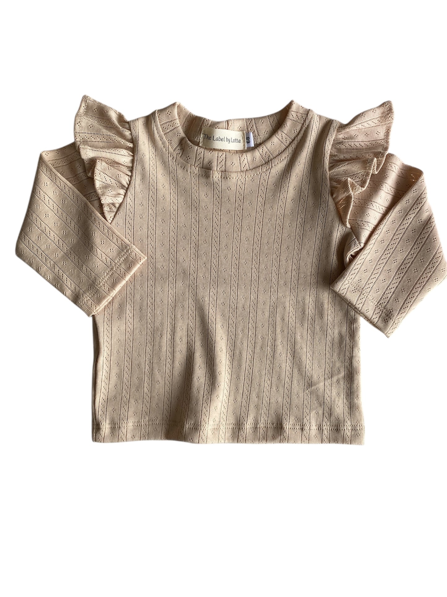 Meisjes T-shirt met ruffletje pointelle beige