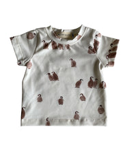 Jongens T-shirt pinguïnprint off-white korte mouwen