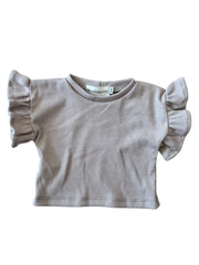 Shirtje met ruffles Zand