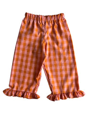 Broek met ruffle ruitjes oranje roze