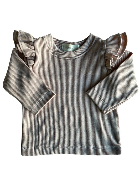 Meisjes t-shirt dubbel ruffletje ribstof blush roze