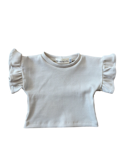 Shirtje met ruffles Beige