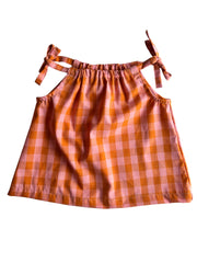 Strik top ruitjes oranje roze