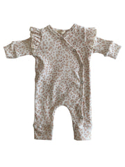 Meisjes boxpakje Loué panterprint peach/wit ribstof