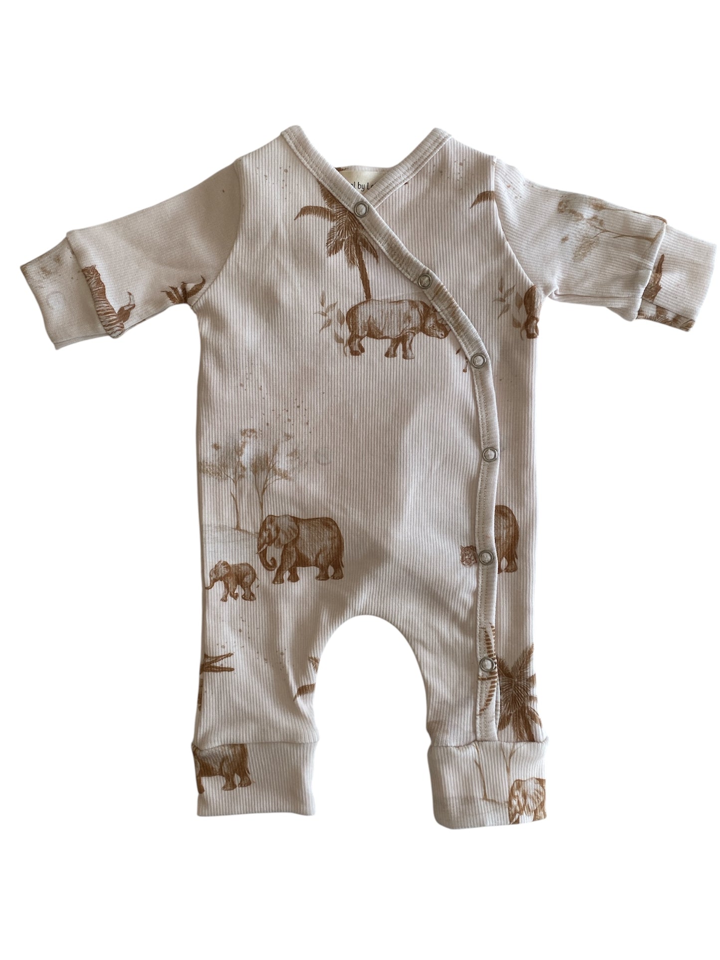 Jongens boxpakje safaridieren beige/bruin ribstof