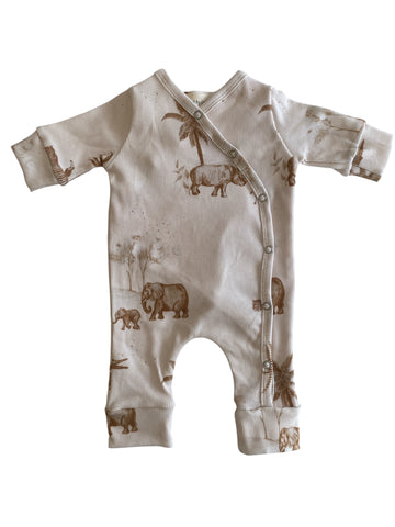 Jongens boxpakje safaridieren beige/bruin ribstof