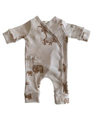 Jongens boxpakje safaridieren beige/bruin ribstof