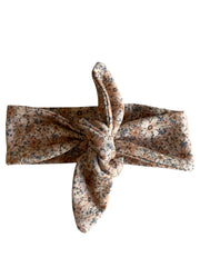 Meisjes haarbandje bloemenprint bruin/zand