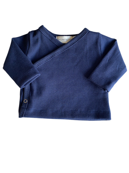 Jongens overslagshirtje ribstof donkerblauw