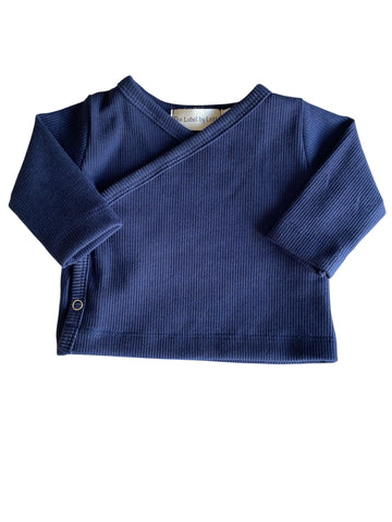 Jongens overslagshirtje ribstof donkerblauw