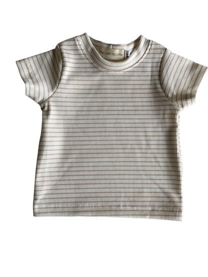Jongens T-shirt Jip zandkleurige streepjes