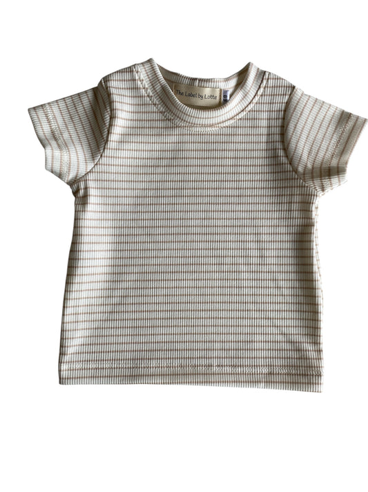 Jongens T-shirt Jip zandkleurige streepjes