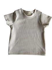 Jongens T-shirt Jip zandkleurige streepjes korte mouwen