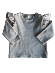 Meisjes t-shirt dubbel ruffletje ribstof beige