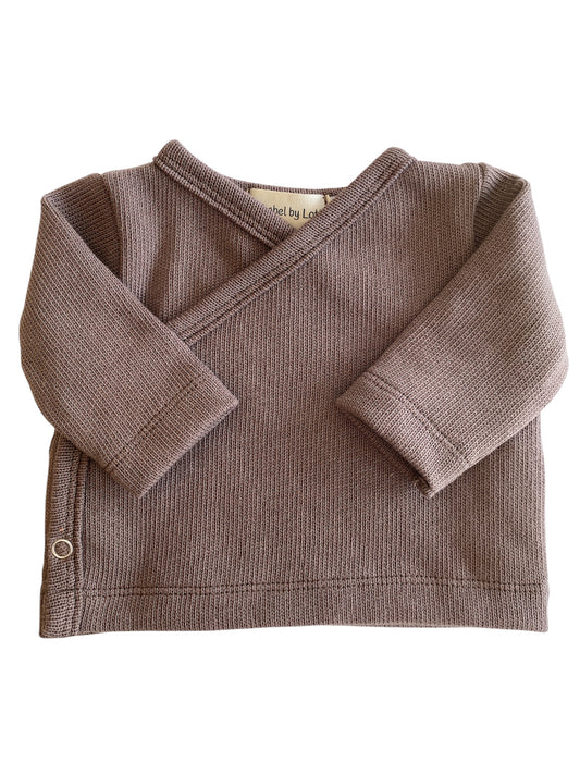 Jongens overslagshirtje taupe baby knit