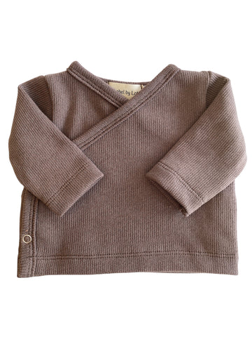 Jongens overslagshirtje taupe baby knit
