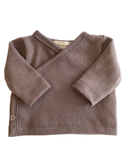 Jongens overslagshirtje taupe baby knit