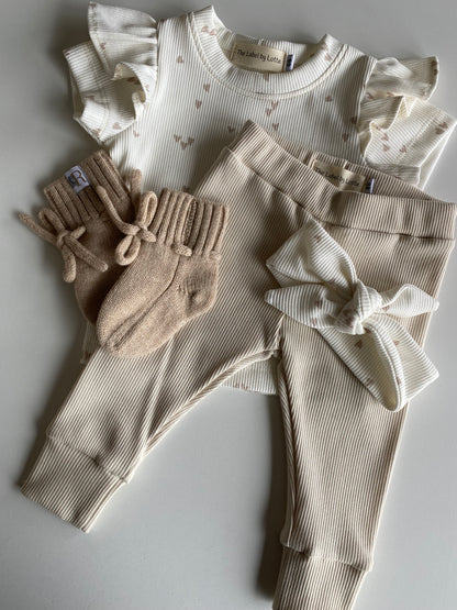 Uniseks kinderlegging ribstof beige