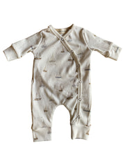 Jongens boxpakje zeilbootjes offwhite ribstof