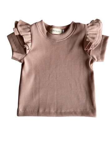 Meisjes T-shirt dubbel ruffletje blush roze – The Label by Lotte