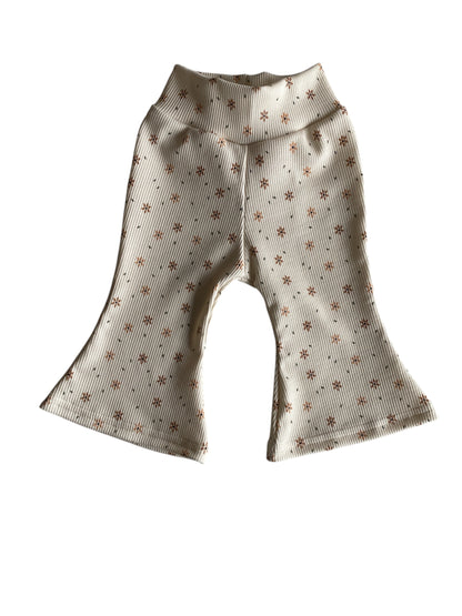 Meisjes flared broekje Jinthe bloemenprint beige