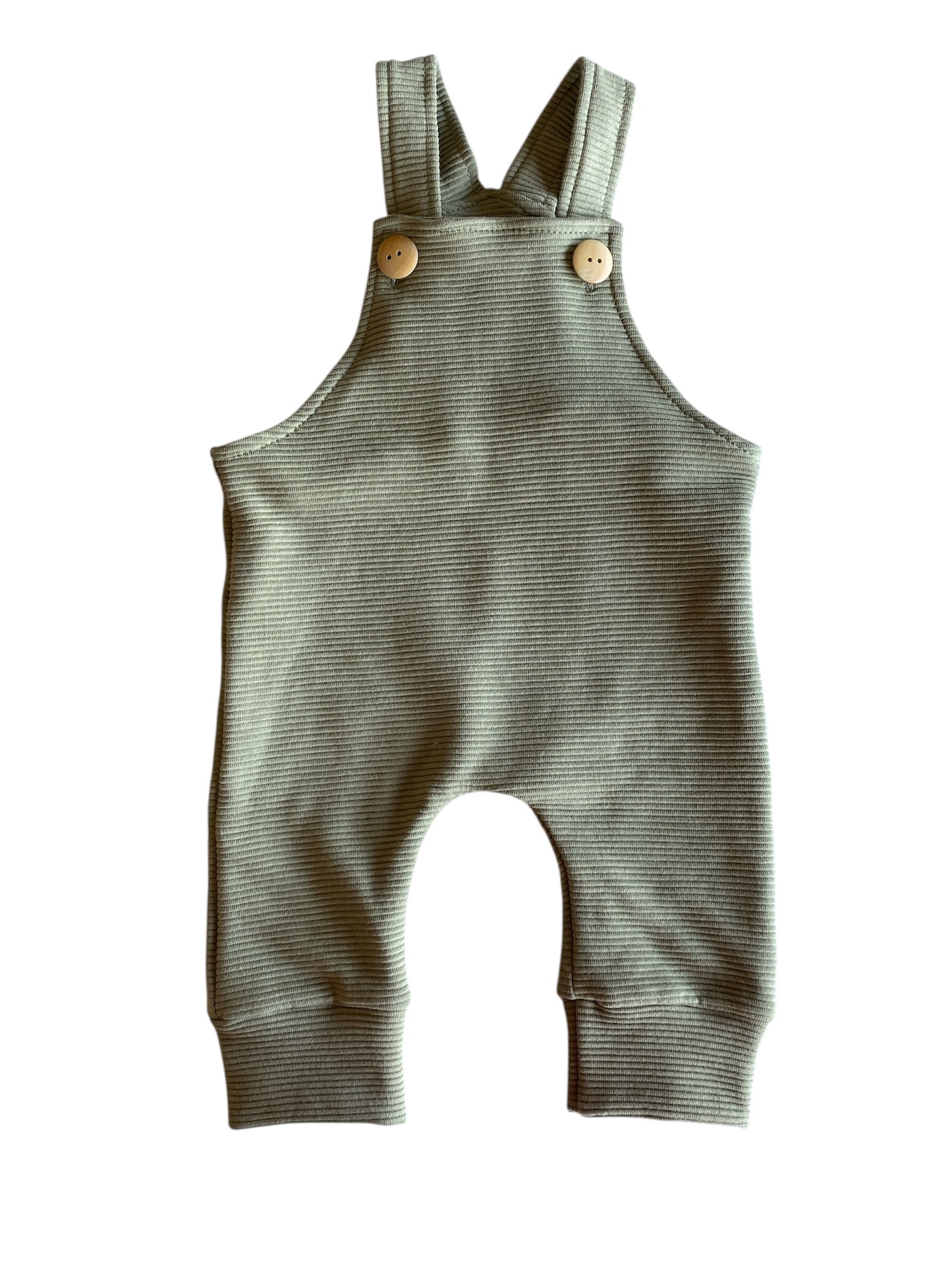 Jongens baby tuinbroekje ribstof groen – verstelbare salopette