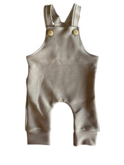 Uniseks baby tuinbroekje ribstof beige – verstelbare salopette