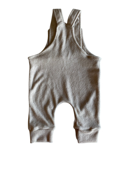 Uniseks baby tuinbroekje badstof beige – verstelbare salopette