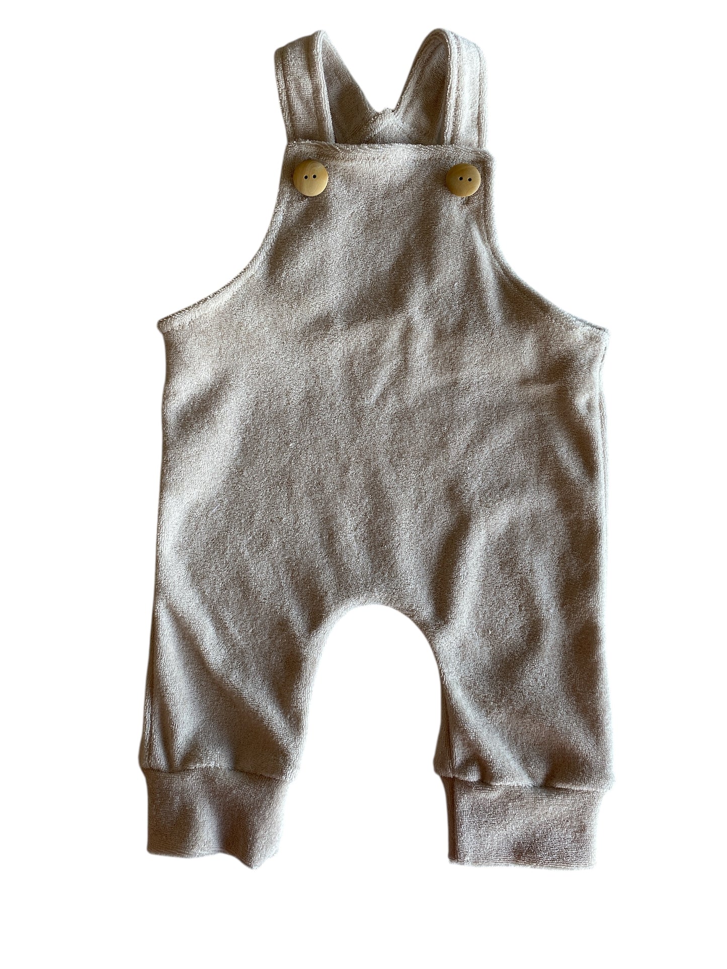 Uniseks baby tuinbroekje badstof beige – verstelbare salopette