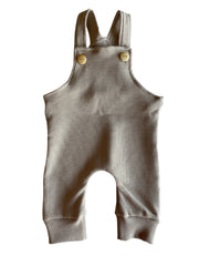 Uniseks baby tuinbroekje wafelkatoen donkerbeige – verstelbare salopette